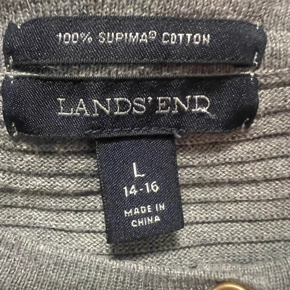 Lands’ End Supima cotton gray ribbed cardigan sweater - Picture 6 of 8